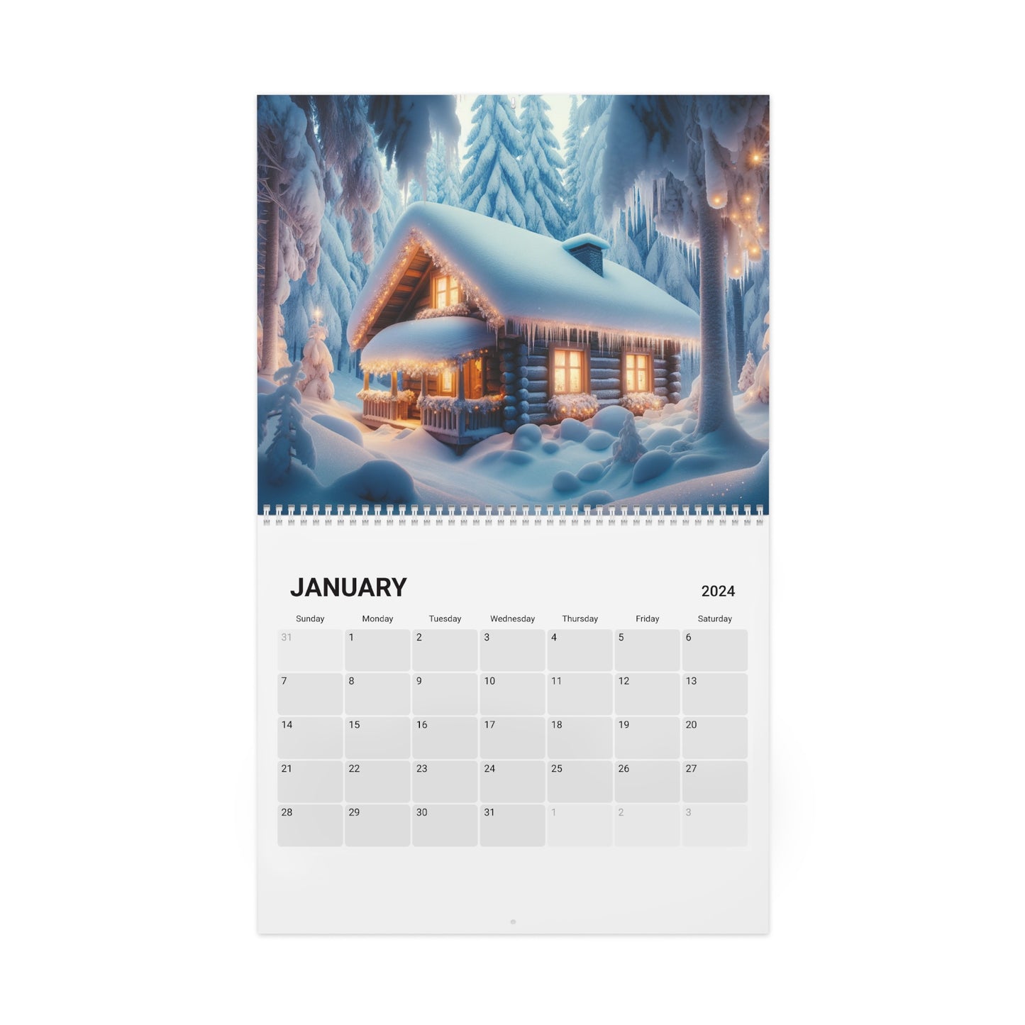 Magical forest cabins calendar 2024