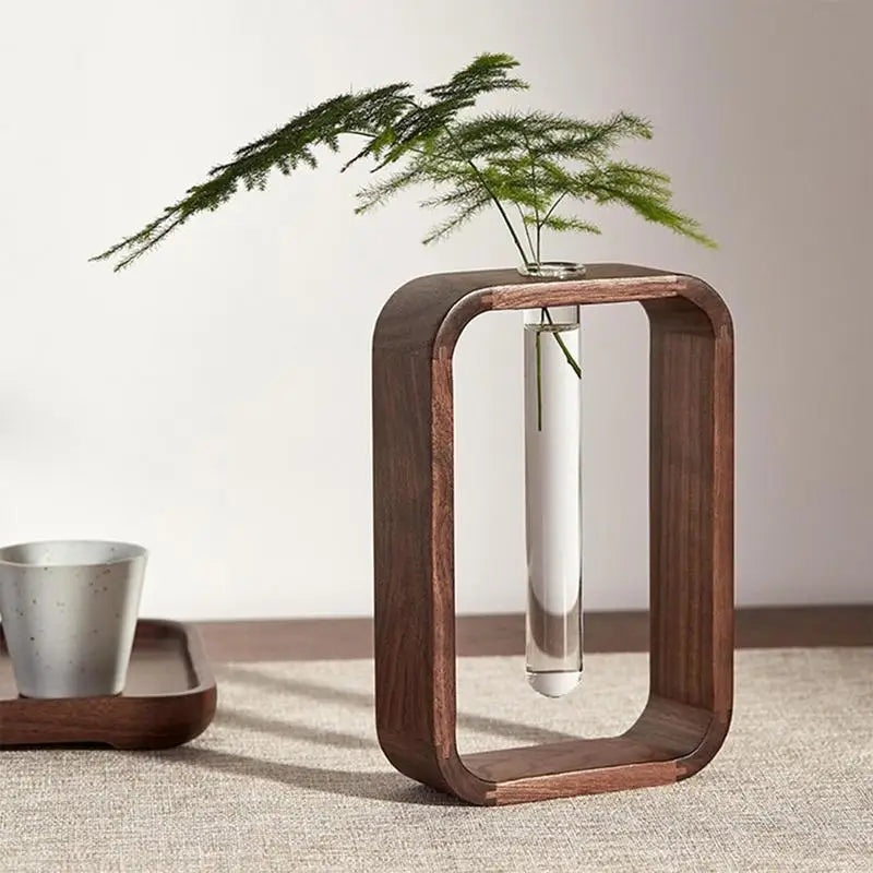 Wooden Hydroponic Vase. Home decor indoor plants. Wooden Flower vase. Home decor flower vase indoor vase.