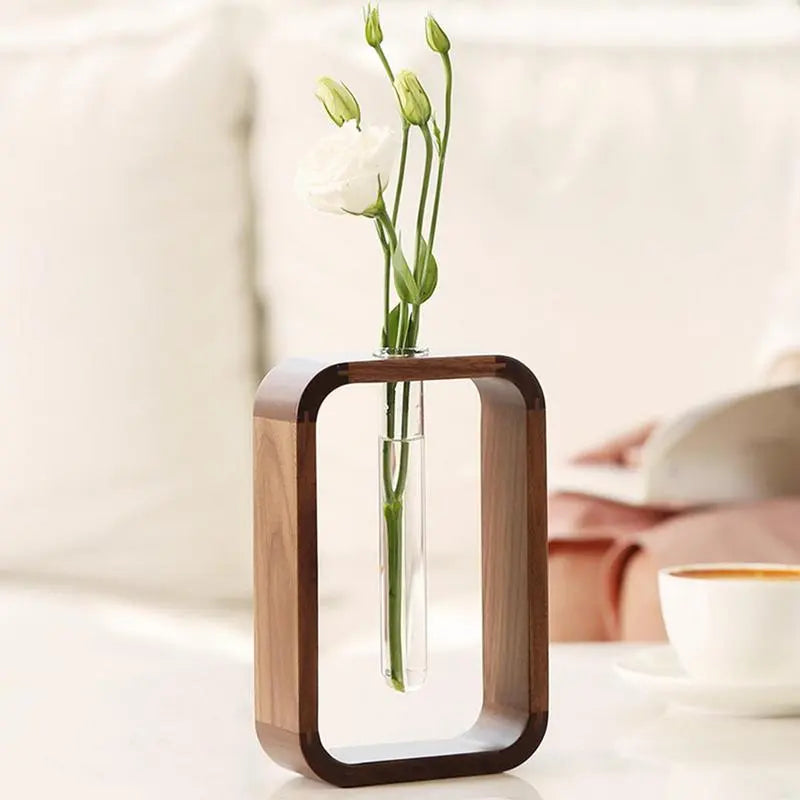 Wooden Hydroponic Vase. Home decor indoor plants. Wooden Flower vase. Home decor flower vase indoor vase.