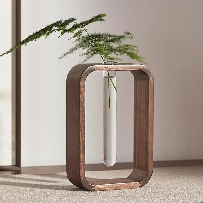 Wooden Hydroponic Vase. Home decor indoor plants. Wooden Flower vase. Home decor flower vase indoor vase.