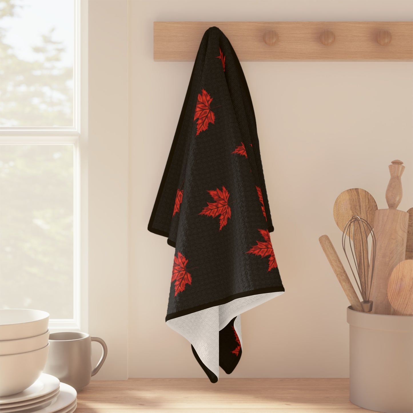 Luxuriously Soft Fall Maple Leaf Tea Towel