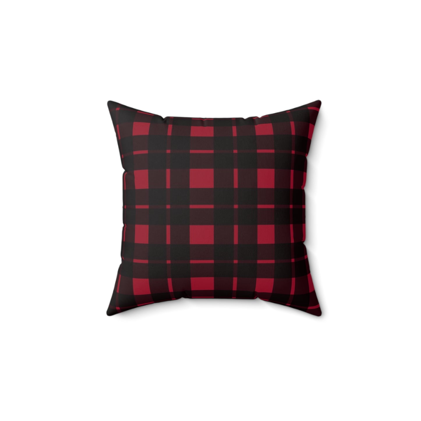 Red Flannel Plaid Faux Suede Square Pillow