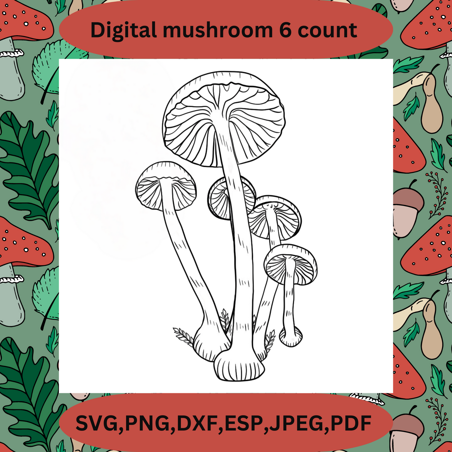 Mushroom digital bundle. 6 count. For laser cutting and cricut.