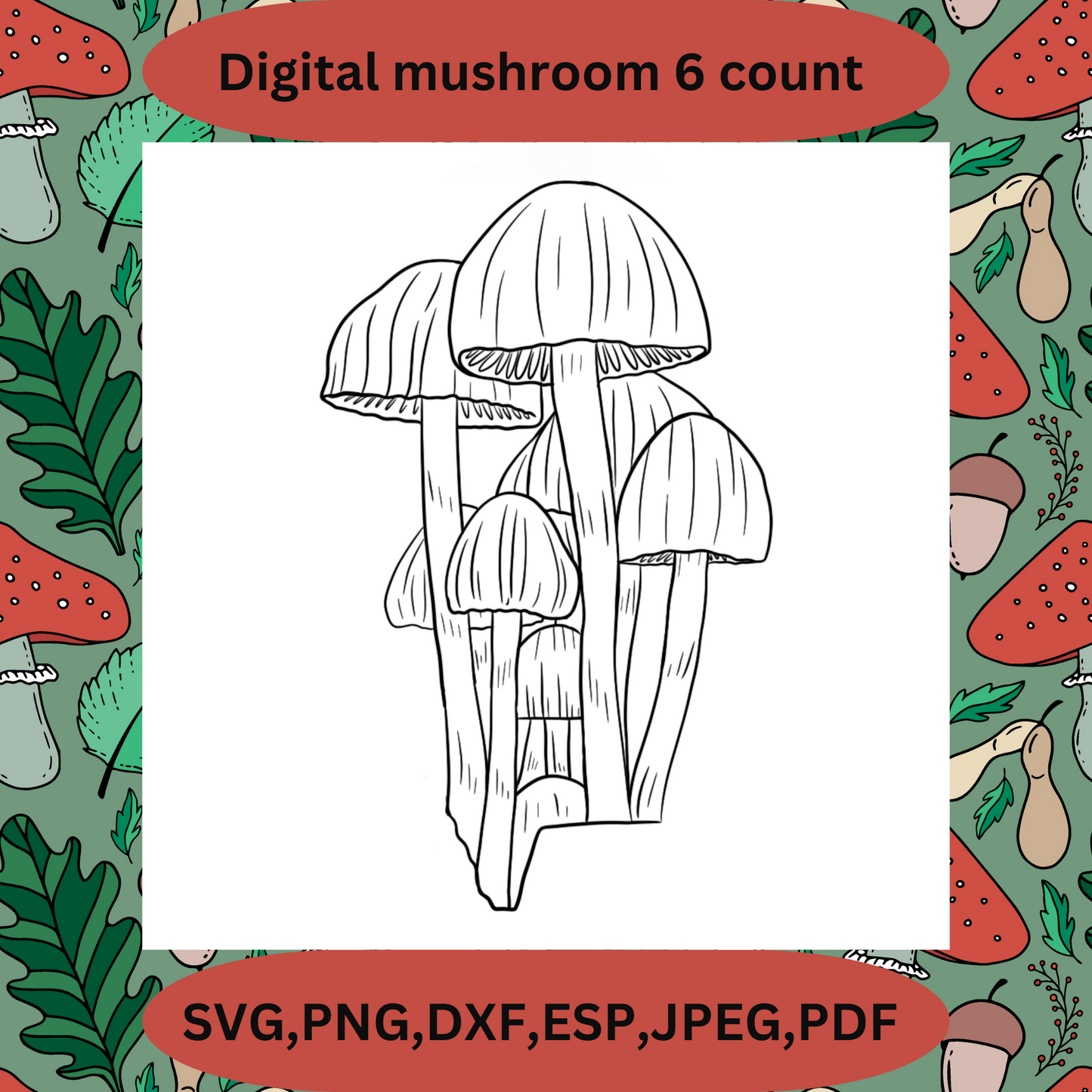 Mushroom digital bundle. 6 count. For laser cutting and cricut.