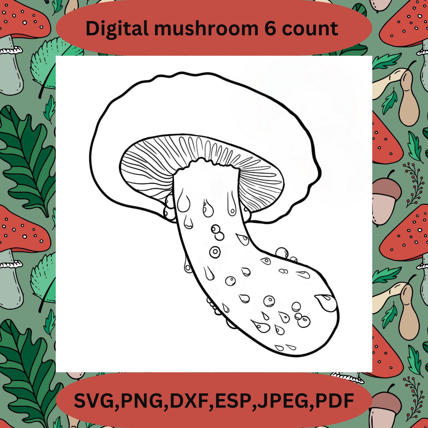 Mushroom digital bundle. 6 count. For laser cutting and cricut.