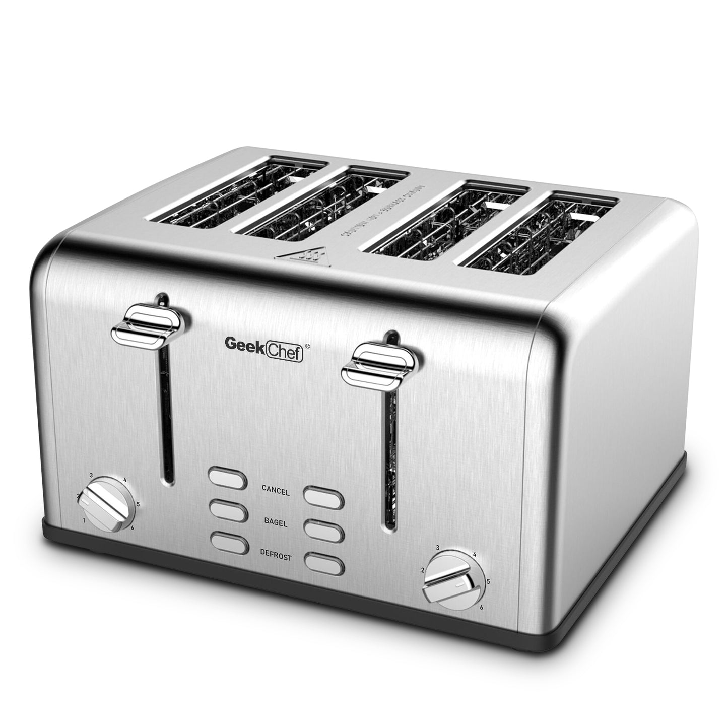 Toaster 4 Slice, Geek Chef Stainless Steel Extra-Wide Slot Toaster With Dual Control Panels Of Bagel,Defrost,Cancel Function,