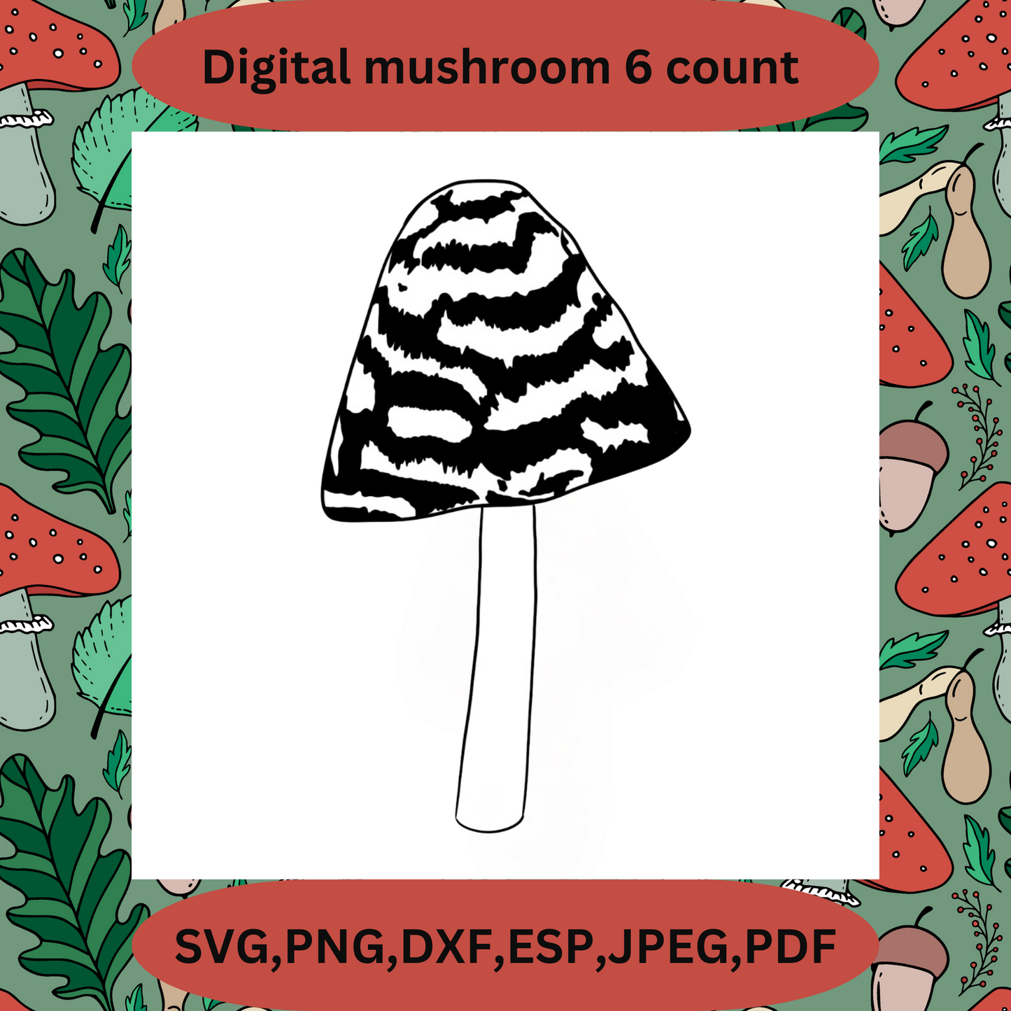 Mushroom digital bundle. 6 count. For laser cutting and cricut.