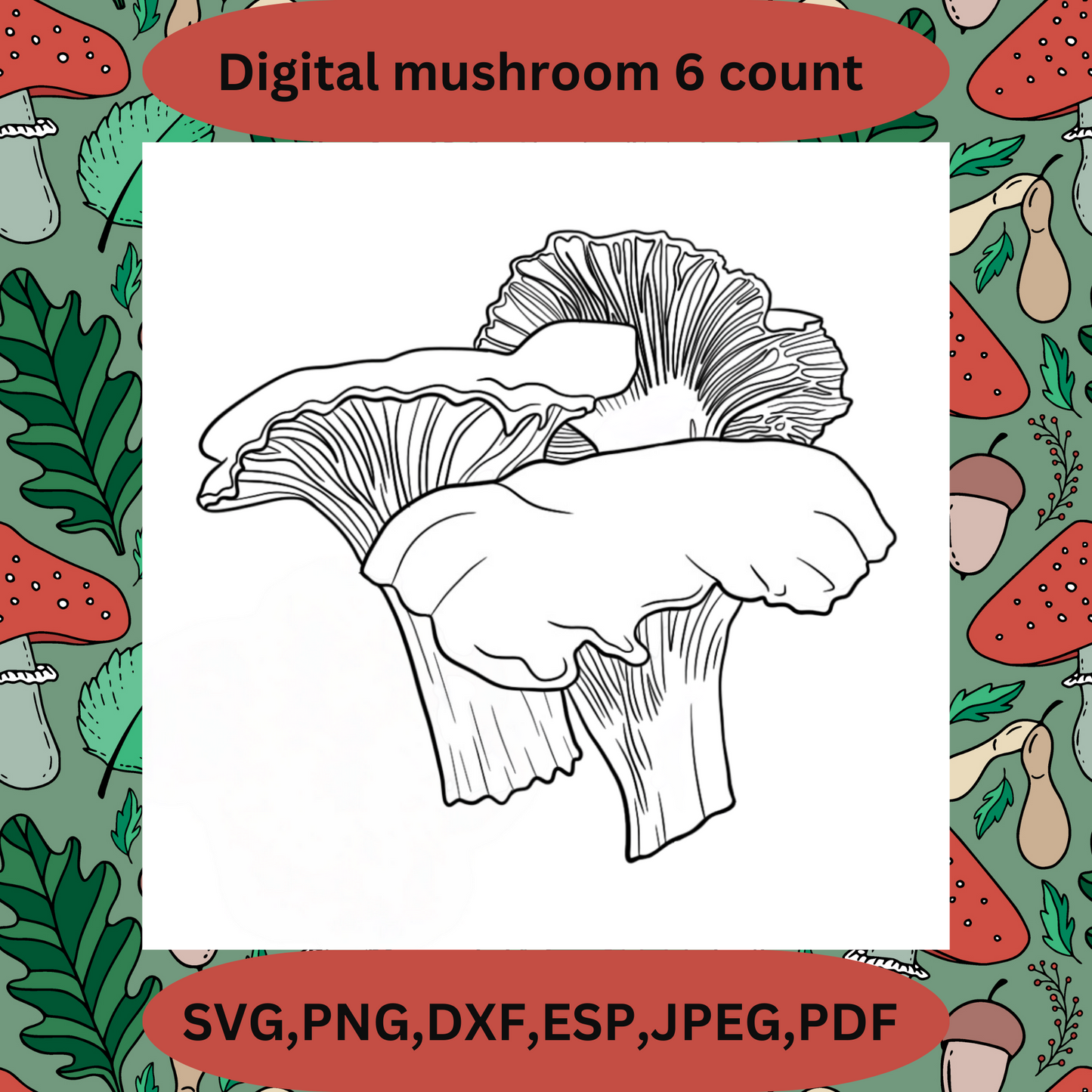 Mushroom digital bundle. 6 count. For laser cutting and cricut.