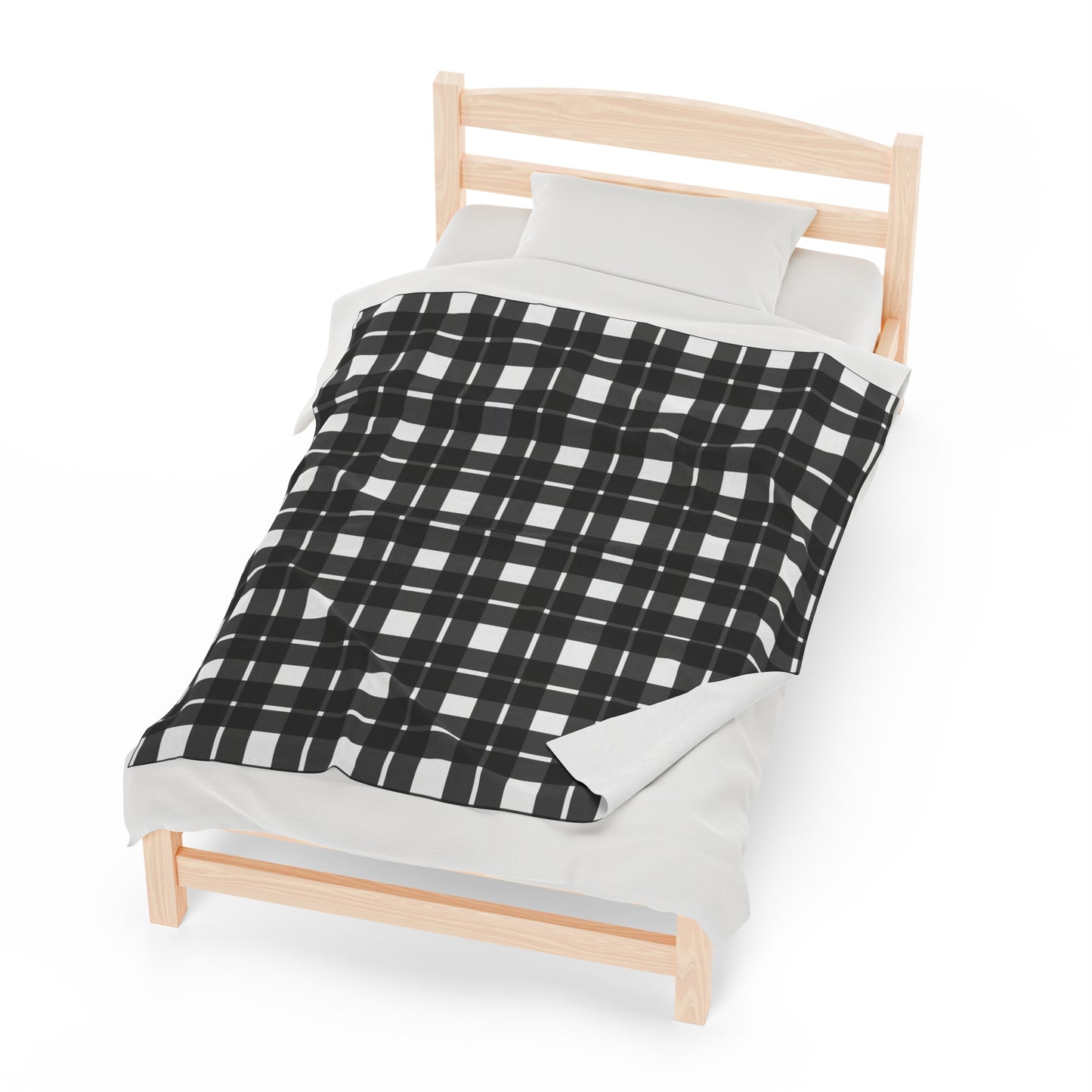 White Flannel Plaid Soft Velveteen Blanket