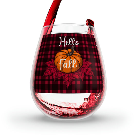 Hello Fall Stemless Wineglass