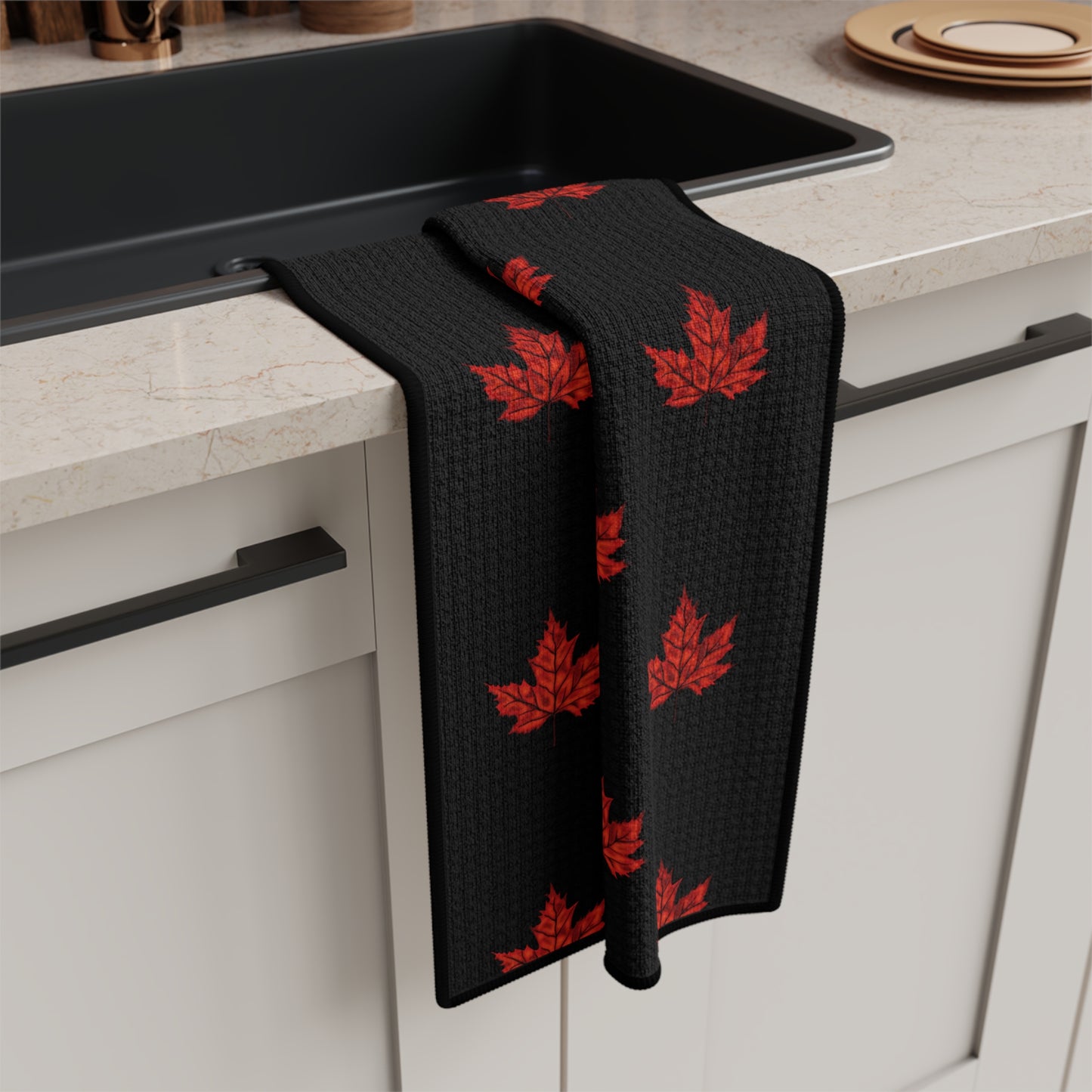 Luxuriously Soft Fall Maple Leaf Tea Towel